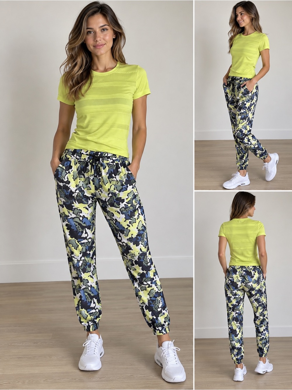 Armani Exchange Lime & Navy Camo Ankle Joggers